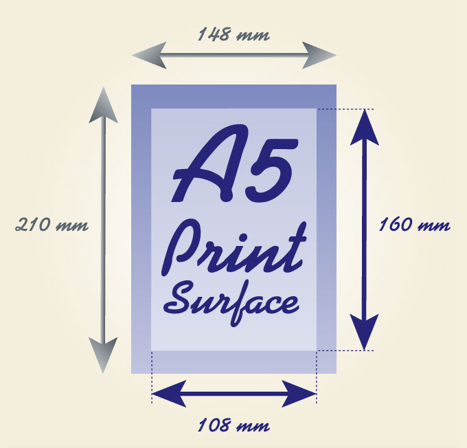 Print surface A5 : 108 x 160 mm