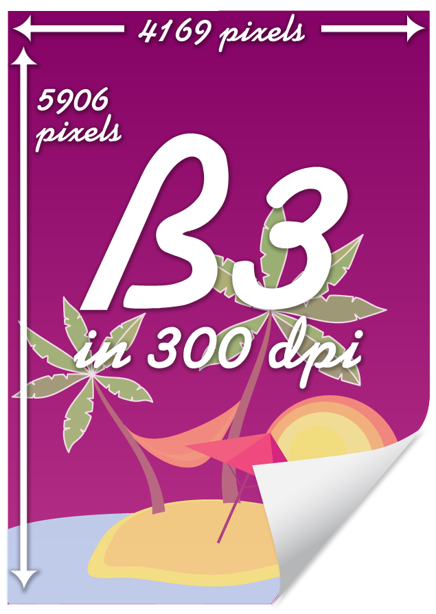 B3 size in 300 dpi : 4169 x 5906 pixels