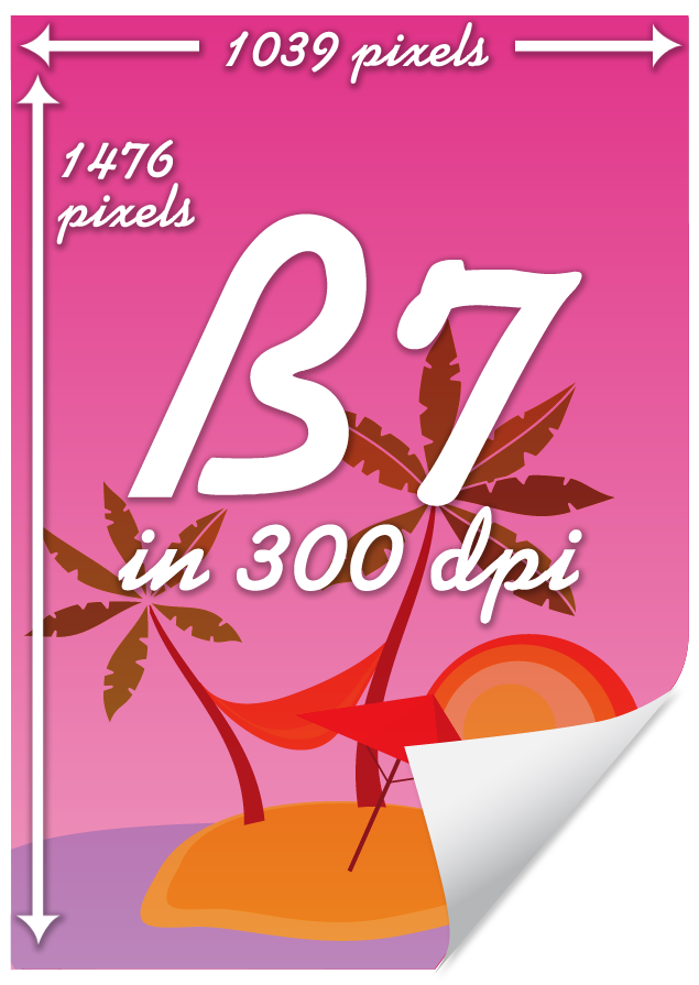 B7 size in 300 dpi : 1039 x 1476 pixels